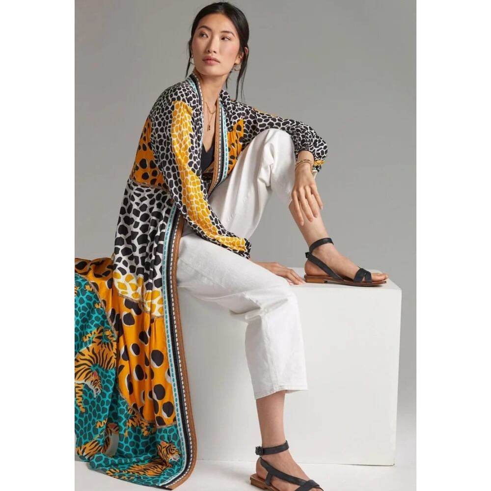 Conditions Apply Animal Print Kimono Duster Cardigan Long Sleeve One Size